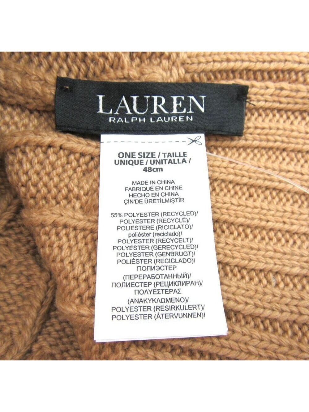 Lauren Ralph Lauren Crest-Patch Pom Pom Cable-Knit Beanie NEW - Picture 9 of 11